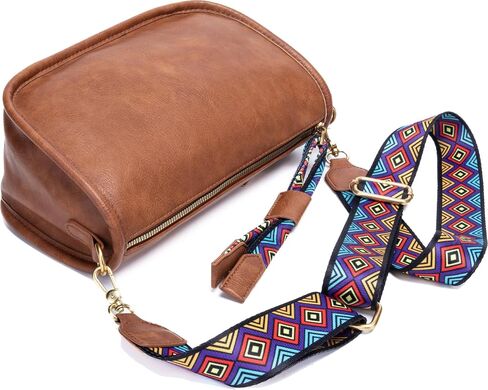 Crossbody Bag for Women Vegan Leather Wallet Purses Satchel Shoulder Bags Small Size (Brown) in Saudi Arabia