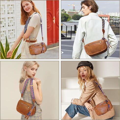 Crossbody Bag for Women Vegan Leather Wallet Purses Satchel Shoulder Bags Small Size (Brown) in Saudi Arabia
