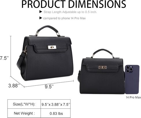 EVVE Women's Top Handle Satchel with Detachable Strap Small Pebbled Leather Fashion Crossbody Bag in Kuwait