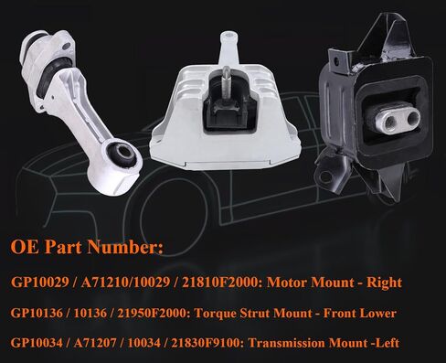 4PCS Engine Motor & Trans Mount Set Fit for Hyundai Tucson 2005-2009 & Kia Sportage 2005-2010 L4 2.0L Automatic Transmission Motor Mount Replace OE# A7132, A7138, 218302E100 Engine Motor Mount Kit in Saudi Arabia