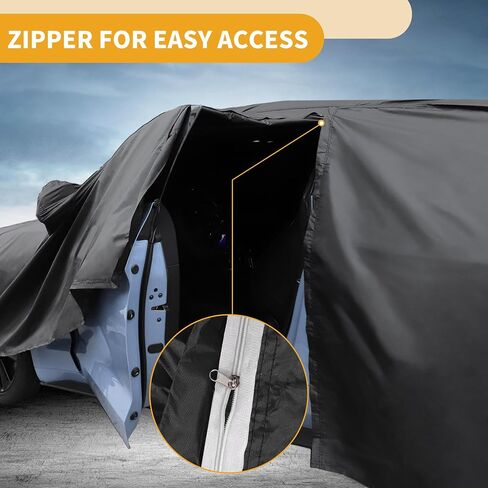 Car Cover Waterproof All Weather Sun Rain Protection Full Exterior Cover for Toyota Prius Hatchback 190T-PU Black with Left Side Zippers in Saudi Arabia