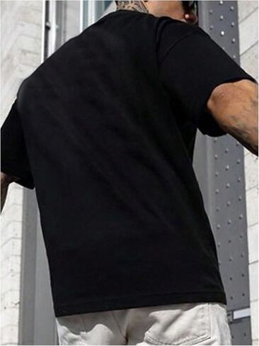 GORGLITTER Men's Crewneck T Shirt Letter Graphic Short Sleeve Casual Drop Shoulder Oversized Tee in Kuwait