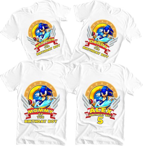 New Custom Sonic Birthday Shirts, Sonic Family Matching Shirts, Personalized Sonic The Hedgehog Shirts Red in Saudi Arabia