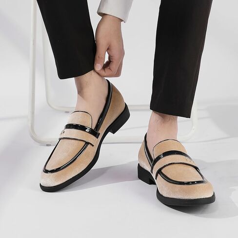 أحذية بدون كعب مخملية للرجال، أحذية رجالية أنيقة للرجال، أحذية بدون كعب كلاسيكية لحفلات الزفاف والرقص، أحذية مسطحة سهلة الارتداء للتدخين والحفلات الراقصة in Kuwait