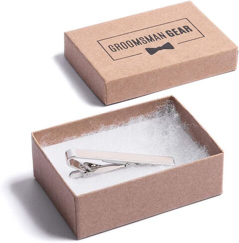 Classic Men's Tie Clip - 2 Inch Slim Tie Bar With Gift Box (Silver) in Saudi Arabia