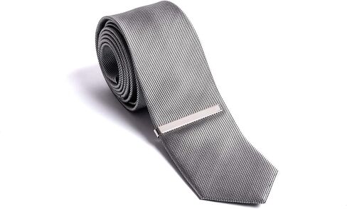 Classic Men's Tie Clip - 2 Inch Slim Tie Bar With Gift Box (Silver) in Saudi Arabia