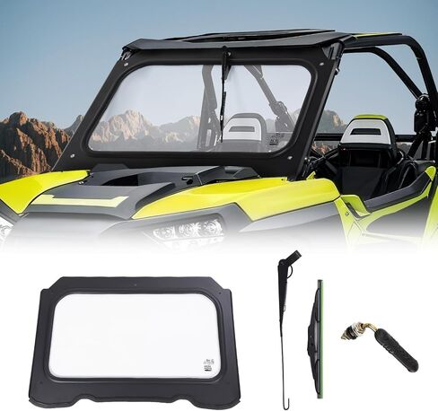 زجاج أمامي من KEMIMOTO مع ممسحة يدوية، متوافق مع 2014-2018 Polaris RZR XP 1000/RZR XP Turbo/1000 S/ RZR 900 S/ Trail، زجاج أمامي بإطار أسود للمتانة والمظهر الأنيق in Saudi Arabia