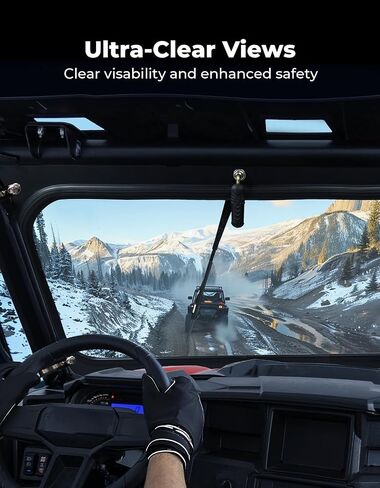 زجاج أمامي من KEMIMOTO مع ممسحة يدوية، متوافق مع 2014-2018 Polaris RZR XP 1000/RZR XP Turbo/1000 S/ RZR 900 S/ Trail، زجاج أمامي بإطار أسود للمتانة والمظهر الأنيق in Saudi Arabia
