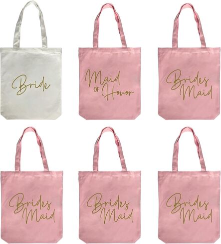LADY & HOME 6pcs Bachelorette Party Tote Bag, Bride Bridesmaid Cotton Tote Bag for Wedding Gifts in Saudi Arabia