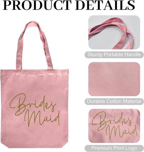 LADY & HOME 6pcs Bachelorette Party Tote Bag, Bride Bridesmaid Cotton Tote Bag for Wedding Gifts in Saudi Arabia