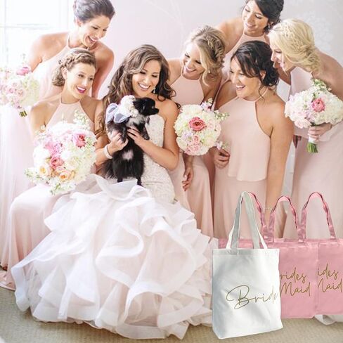 LADY & HOME 6pcs Bachelorette Party Tote Bag, Bride Bridesmaid Cotton Tote Bag for Wedding Gifts in Saudi Arabia