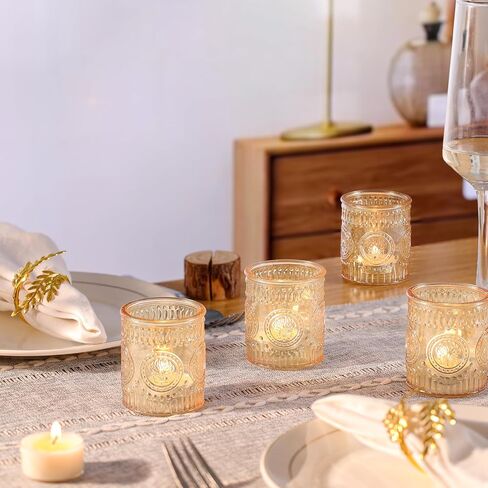 12 Pcs Gold Votive Candle Holders, Glass Tealight Candle Holders for Wedding Table Centerpiece, Home Decor, Birdal Shower, Party in Saudi Arabia