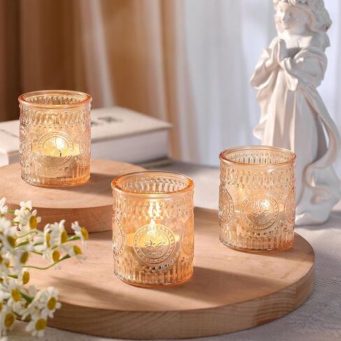 12 Pcs Gold Votive Candle Holders, Glass Tealight Candle Holders for Wedding Table Centerpiece, Home Decor, Birdal Shower, Party in Saudi Arabia