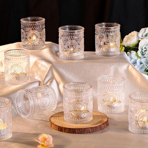 12 Pcs Gold Votive Candle Holders, Glass Tealight Candle Holders for Wedding Table Centerpiece, Home Decor, Birdal Shower, Party in Saudi Arabia