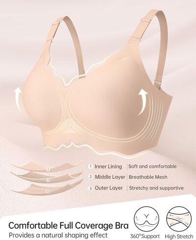 Vertvie Seamless Bras(Grey,S)+Scalloped Bras(Nude, S) in Saudi Arabia