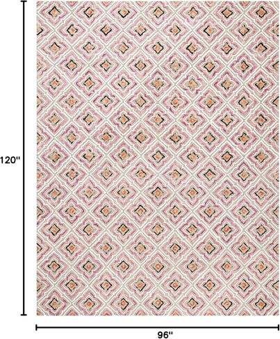 SAFAVIEH Trace Collection Area Rug - 8' x 10', Ivory & Navy, Handmade Wool, Ideal for High Traffic Areas in Living Room, Bedroom (TRC512A) in Saudi Arabia