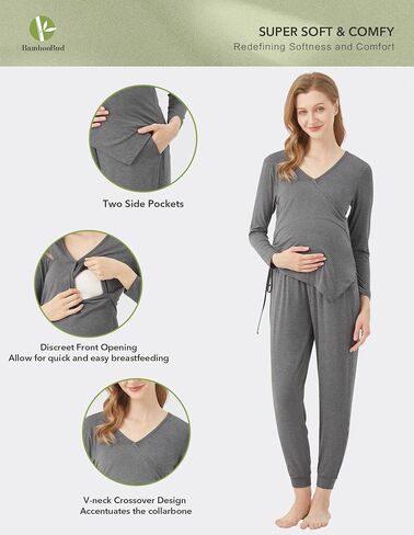 Pajama Sets for Women Long Sleeve Sleepwear Maternity Nursing Lounge Set Breastfeeding 2 Piece Pjs S-XXL in Saudi Arabia