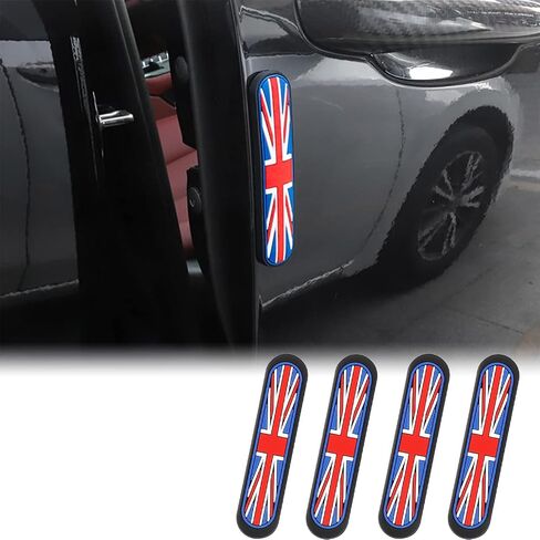 Union Jack Silicone Car Side Door Edge Guards Protector Black Scratch Guard Strip for Mini Cooper R50 R52 R53 R55 R56 R57 R60 R61 F54 F55 F56 F57 F60 (4PCS Union Jack Gray/Black) in Saudi Arabia