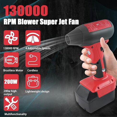 Mini Jet Dry Blower Turbo Fan for Dewalt 20V Max Battery, 130000RPM Cordless Portable Handheld Fan Blowers for Car, Leaf Blower, Cleaning, Camping, Workshops, Lawns (Battery not Included) in Saudi Arabia
