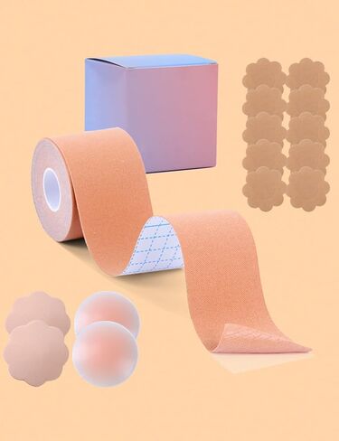 Boob Tape for Large Breasts with 2 Pairs Nipple Covers Strong Adhesive Invisible Lift Tape for Dresses and Tops in Saudi Arabia