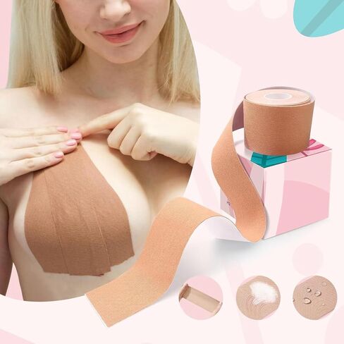 Boob Tape for Large Breasts with 2 Pairs Nipple Covers Strong Adhesive Invisible Lift Tape for Dresses and Tops in Saudi Arabia