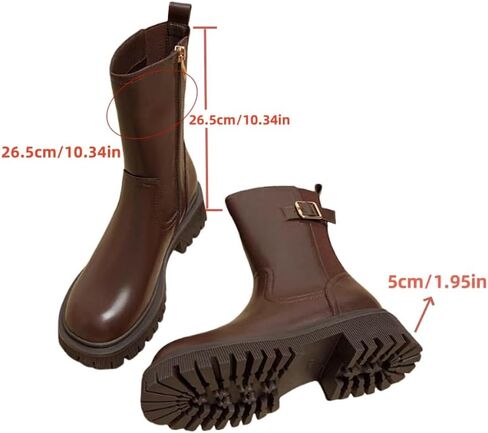 MGGMOKAY Women's Fashionable Mid-calf Leather Boots Women's Dress Boots Zipper Comfortable Long Boot in Saudi Arabia