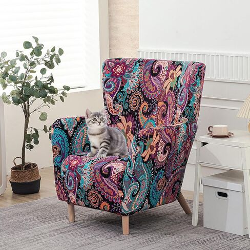 Printed Elastic Single-Person Chair Ocasan high backrest Chair Cover, Single-Layer Fabric Irregular-Shaped Sofa Cover, Simple and Casual Sofa Chair Cover (jixiang, Single seat) in Saudi Arabia