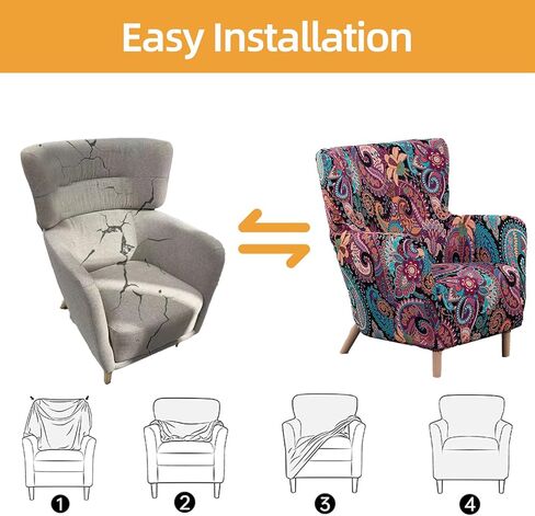 Printed Elastic Single-Person Chair Ocasan high backrest Chair Cover, Single-Layer Fabric Irregular-Shaped Sofa Cover, Simple and Casual Sofa Chair Cover (jixiang, Single seat) in Saudi Arabia