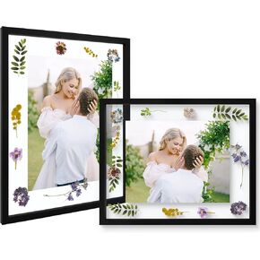 إطار صورة عائم مقاس 11 × 14 - إطار زهرة مضغوط من الخشب الصلب البني - زجاج حقيقي من الأمام - يستخدم كإطار صورة مقاس 8 × 10 أو إطار صورة 5 × 7 - لعرض التثبيت على الحائط (بني، عبوة واحدة) in Kuwait