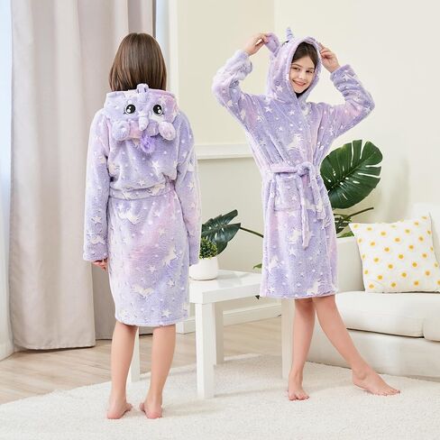 Girls Fleece Hooded Robes Soft Bathrobe for Kids - Glow in the Dark Unicorn Gifts for Girls, 3-14 Years in Saudi Arabia