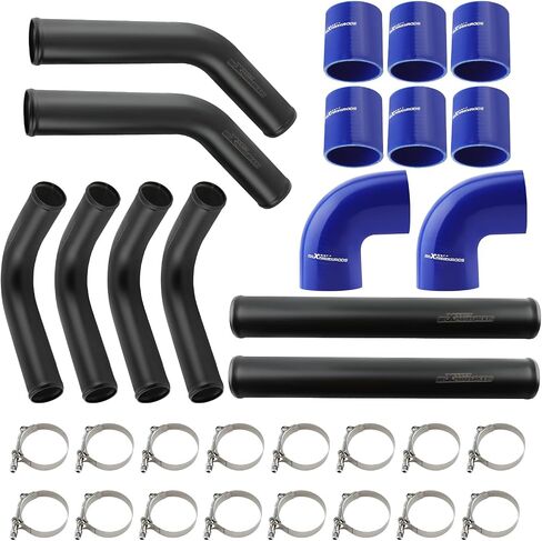 maXpeedingrods 2.5" Universal Aluminum Intercooler Piping Tube Kit with Coupler T-Clamps, 32PCS Blue in Saudi Arabia
