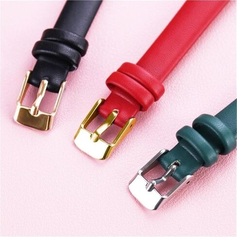 Women's Small Size Leather Watch Band 8mm 10mm 12mm Stainless Steel Buckle Universal Replacement Watch Strap in Kuwait