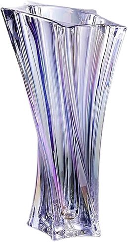 Glass Flower Vase，Thickened 3.5 lb Modern Vases，Premium Crystal Vases for Centerpieces, Electroplated Coating, Colorfast & Stylish Geometric Form 9.5 Inch (Transparent) in Saudi Arabia