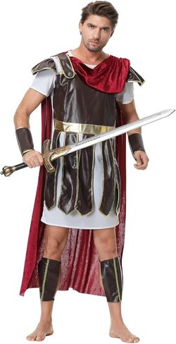 yolsun Men Roman Soldier Costume Adult Warrior Costume Halloween Brave Gladiator Cosplay Costume in Kuwait