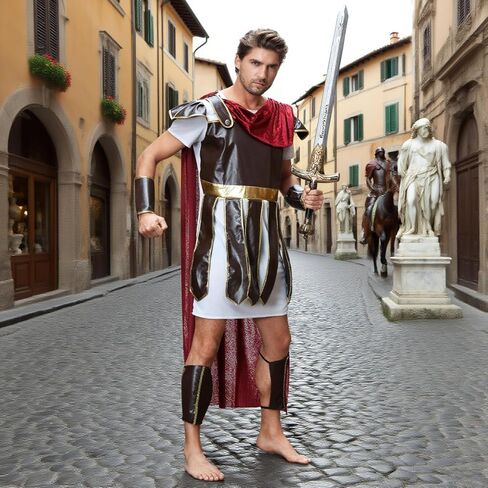 yolsun Men Roman Soldier Costume Adult Warrior Costume Halloween Brave Gladiator Cosplay Costume in Kuwait
