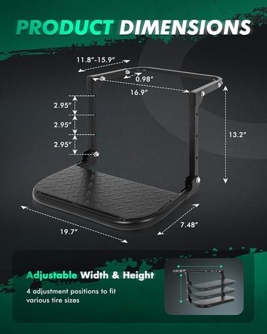SCITOO Folding Heavy Duty Tire Steps for Pickup Truck, SUV Fits Tire from 9" to 13" in Saudi Arabia