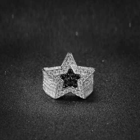 14K Gold Men's Star Sapphire Ring, Bold Blue Moissanite, Stylish and Unique Gift for Him in Saudi Arabia