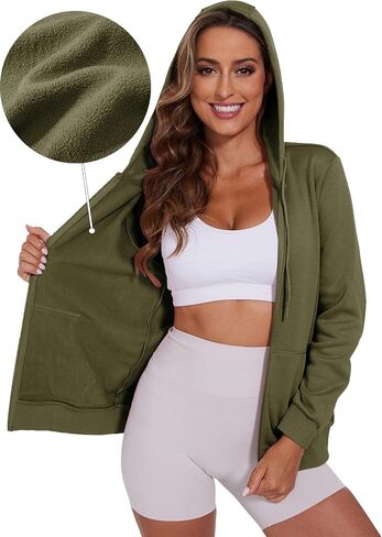 SMENG Womens Zip Up Hoodies Long Sleeve Hooded Sweatshirts 2024 Outfits Casual Fleece Lined Jacket in Saudi Arabia