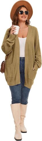 Cardigan Sweaters for Women Plus Size Waffle Knit Long Sleeve Womens Fall Open Front Sweaters Tops with Pockets in Kuwait