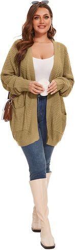 Cardigan Sweaters for Women Plus Size Waffle Knit Long Sleeve Womens Fall Open Front Sweaters Tops with Pockets in Kuwait
