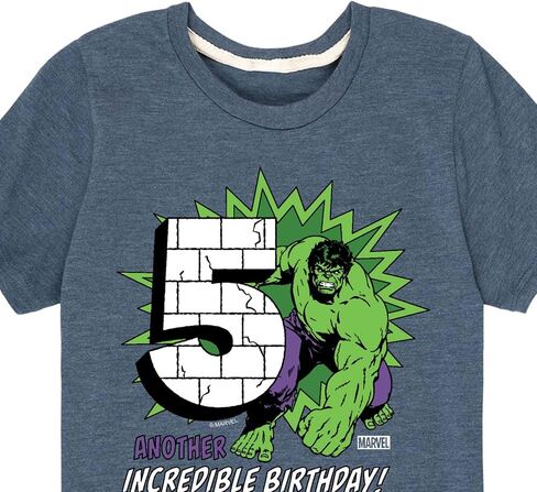 Marvel Hulk - عيد ميلاد مذهل 5 - تي شيرت برسومات قصيرة الأكمام للأطفال والشباب in Saudi Arabia