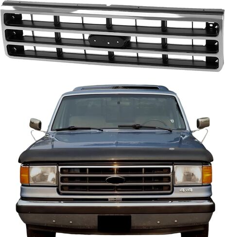 1989-1991 Compatible With FORD F250 F350 F150 Bronco Front Grille Grill Chrome Gray FO1200141 E9TZ8200A in Saudi Arabia