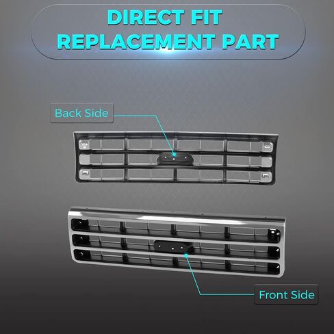 1989-1991 Compatible With FORD F250 F350 F150 Bronco Front Grille Grill Chrome Gray FO1200141 E9TZ8200A in Saudi Arabia