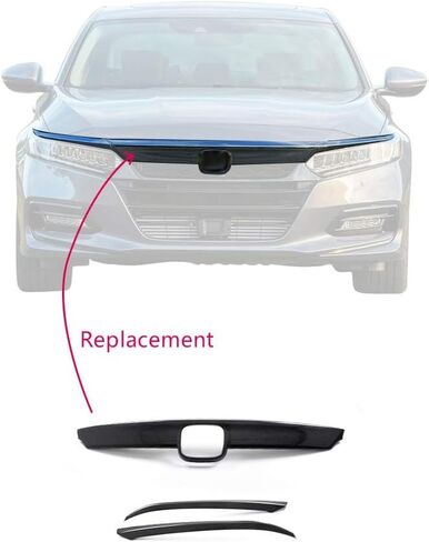 G-PLUS Front Upper Hood Mesh Grille Compatible with Honda Civic 10th 2016 2017 2018 Glossy Black Factory Style Front Hood Grille in Saudi Arabia