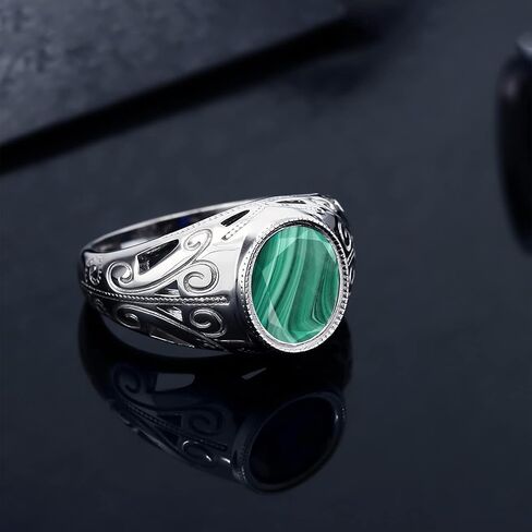 Gem Stone King Men's 925 Sterling Silver Gemstone Birthstone Ring for Men | Oval 12X10MM | Available in Size 7, 8, 9, 10, 11, 12, 13 in Saudi Arabia