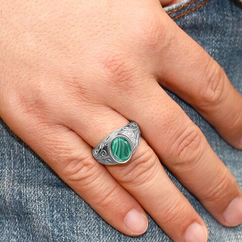 Gem Stone King Men's 925 Sterling Silver Gemstone Birthstone Ring for Men | Oval 12X10MM | Available in Size 7, 8, 9, 10, 11, 12, 13 in Saudi Arabia