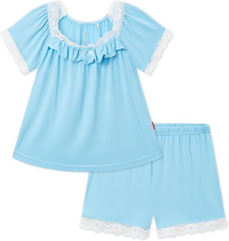 Toddler Girls Short Sleeve Pajamas 2T-6T, Soft Comfy Viscose from Bamboo, Shorts Set Summer Pjs for Little Girls in Saudi Arabia