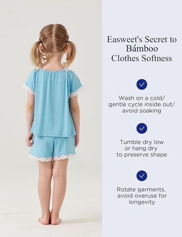 Toddler Girls Short Sleeve Pajamas 2T-6T, Soft Comfy Viscose from Bamboo, Shorts Set Summer Pjs for Little Girls in Saudi Arabia