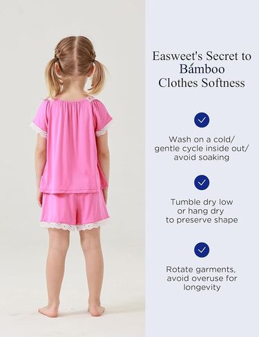Toddler Girls Short Sleeve Pajamas 2T-6T, Soft Comfy Viscose from Bamboo, Shorts Set Summer Pjs for Little Girls in Saudi Arabia