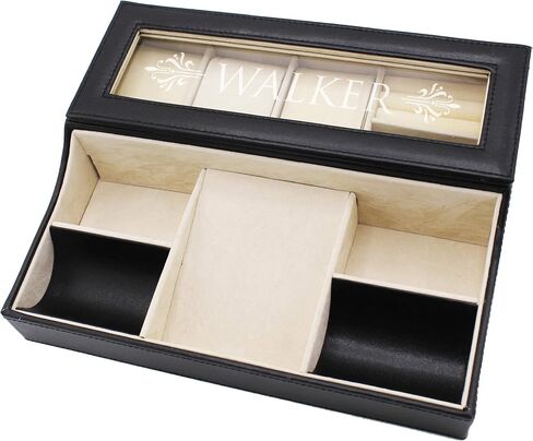 My Personal Memories, Personalized Leather Valet Tray Box - Custom Monogrammed Mens Dresser Organizer Catchall (Brown) in Kuwait